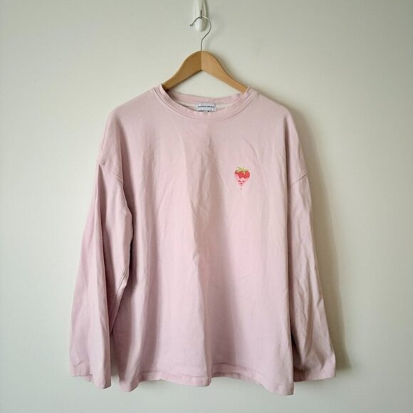 Strawberry Milk Mob Oversized Long Sleeve Shirt Pink Size Medium - Picture 1 of 4